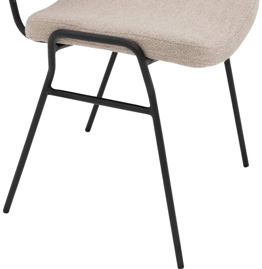 Goossens Eetkamerstoel Hjalmar beige stof leuning, modern design