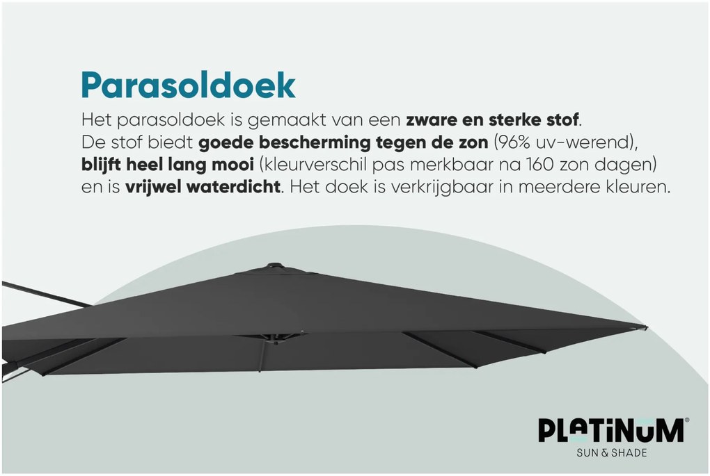 Platinum Challenger zweefparasol T2 - 3x3 m. - Taupe - met ingraafvoet en hoes