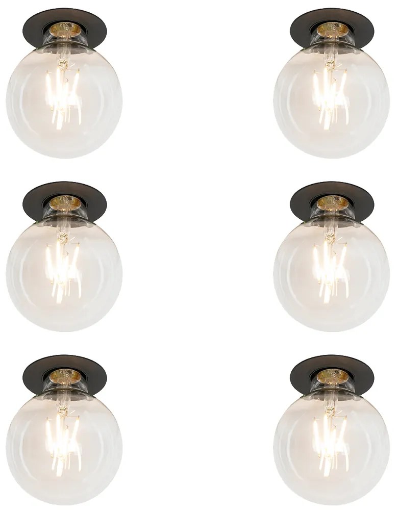 Set van 6 Moderne inbouwspot zwart - Insight