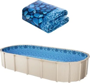 VEVOR Ovale zwembadliner, 732x366x147cm, binnenliner, vervangende liner, binnenafdekking, zwembadliner, overlappende vinylliner in standaardmaat, slijtvast, voor bovengrondse zwembaden met 137cm hoge wanden