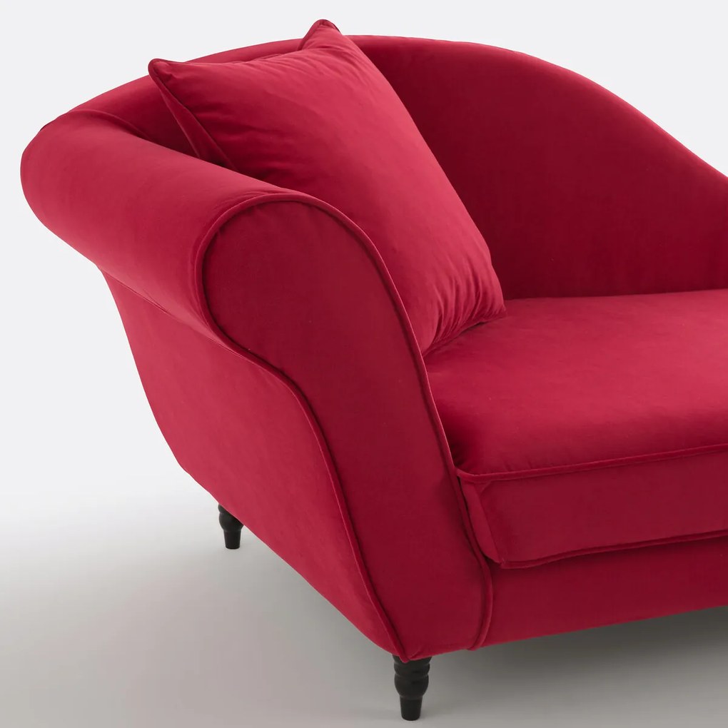 Longchair in fluweel Lipstick