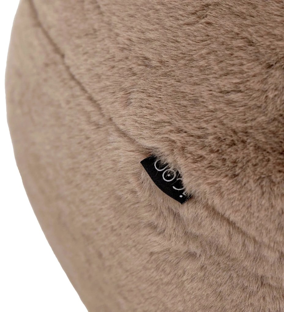 Icon Milano Rabbit Faux Fur Round Footstool Bean Bag, Mocha Brown