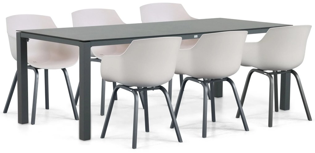 Tuinset 6 personen 220 cm Kunststof Taupe Lifestyle Garden Furniture Salina/Mateo
