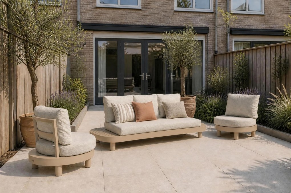 Stoel en Bank Loungeset 5 personen Aluminium Zand/Beige Lifestyle Garden Furniture Organio