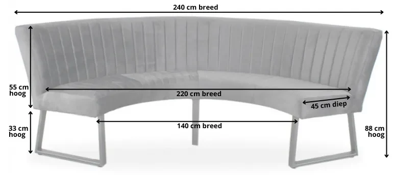 Eetkamerbank - Hengelo - geschikt voor ronde tafel 150 cm - stof Element blauw 13