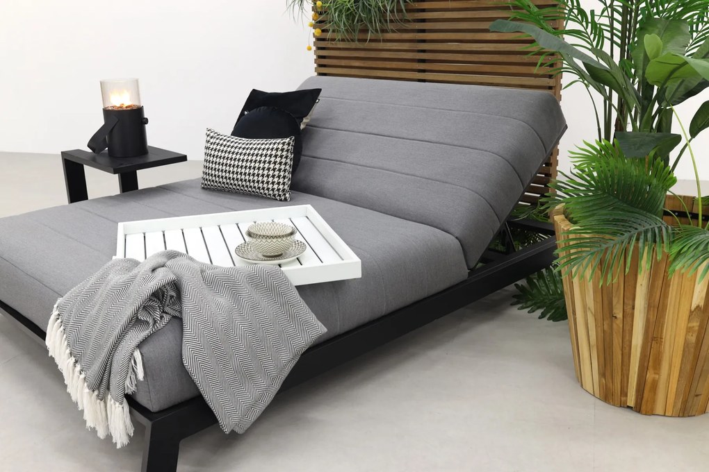 Mexico 2-persoons Sunbrella ligbed + bijzettafel - Lichtgrijs