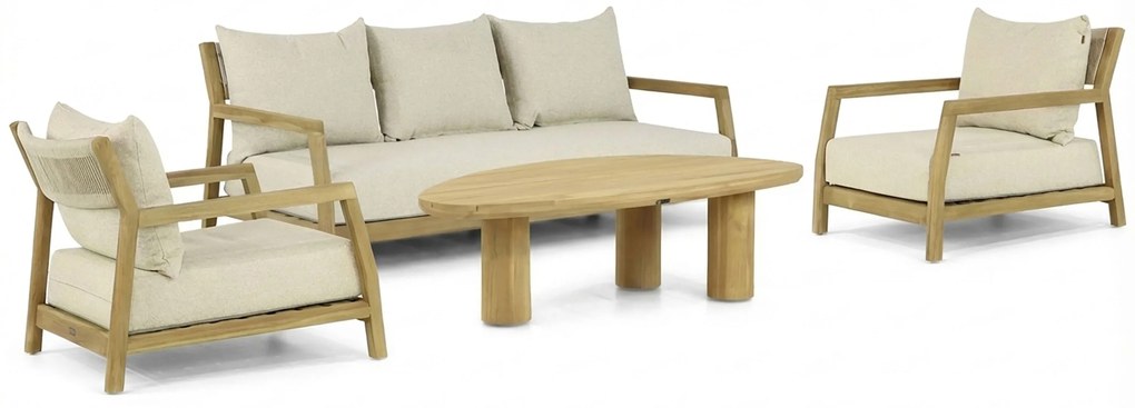 Stoel en Bank Loungeset 5 personen Teak Old teak greywash Santika Furniture Santika