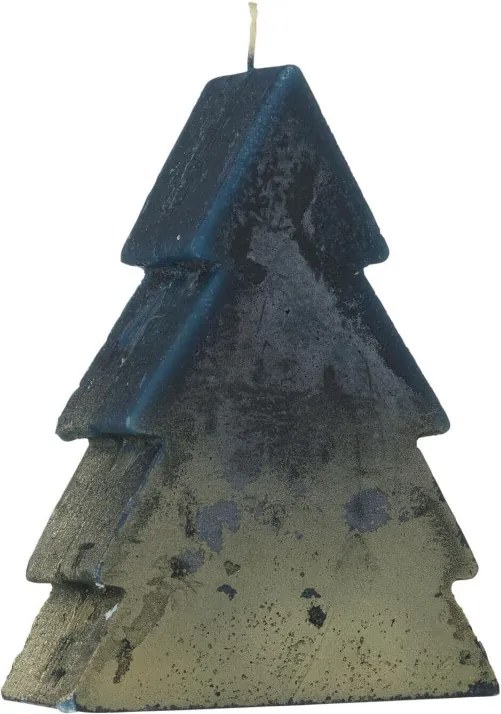 Vormkaars Kerstboom - 17 X 13 Cm - Goud Blauw
