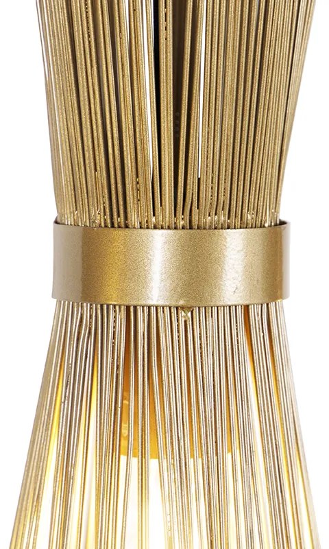 Eettafel / Eetkamer Landelijke hanglamp goud langwerpig 3-lichts - Broom Landelijk E27 Binnenverlichting Lamp