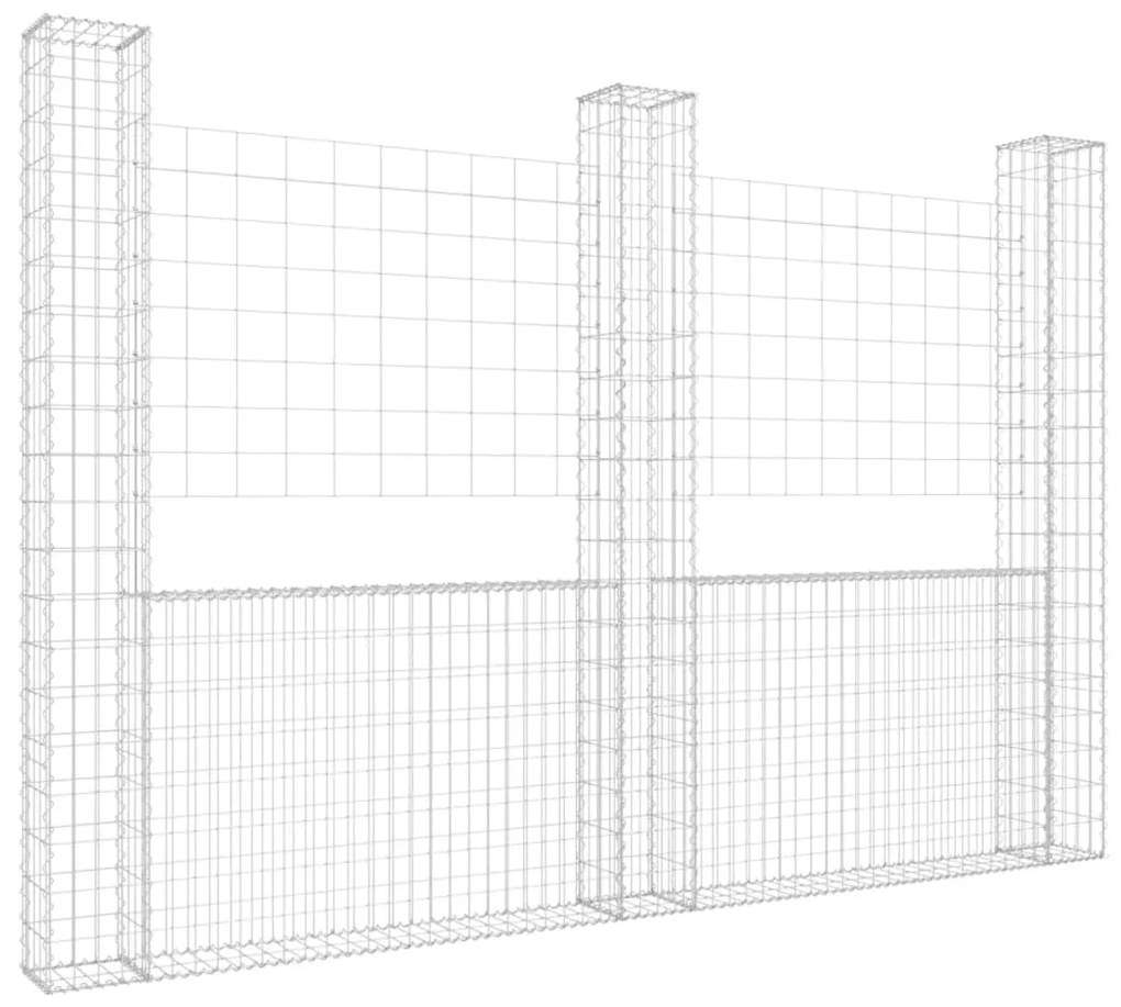 vidaXL Schanskorf U-vormig met 3 palen 260x20x200 cm ijzer