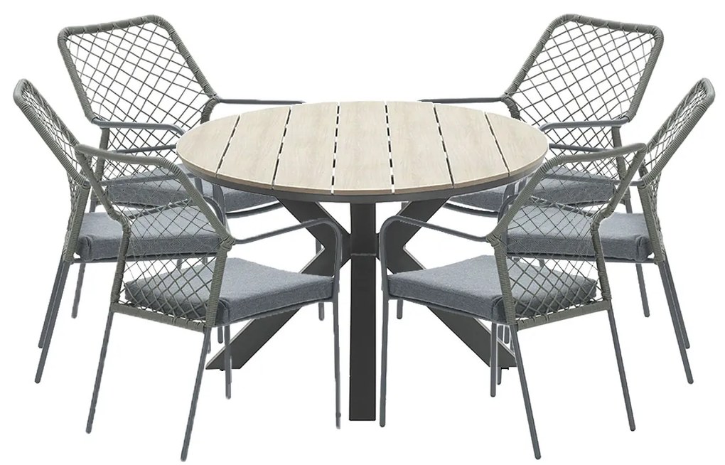 Garden Impressions Ross tuinset 7-delig mosgroen - Tulli tuintafel ovaal 220x115 cm light teak look