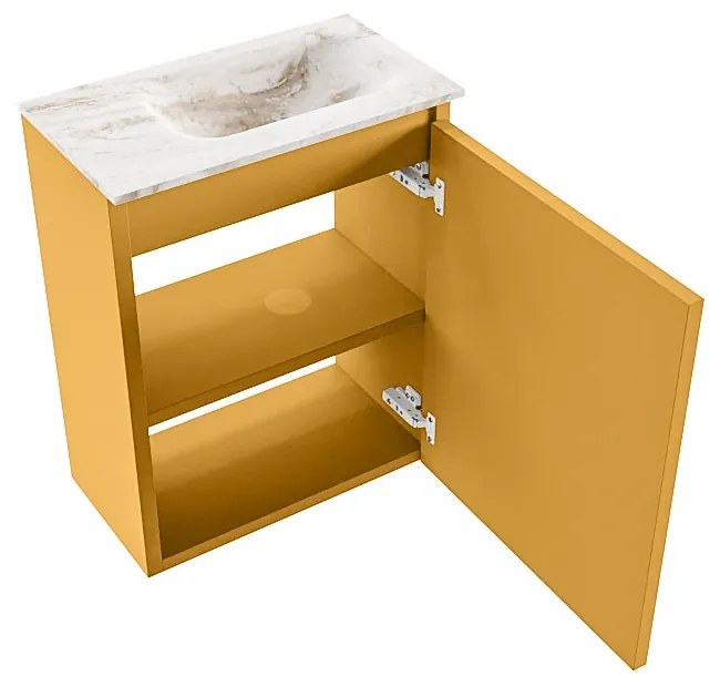 Mondiaz Ture DLux toiletmeubel 40cm ocher met wastafel frappe rechts zonder kraangat