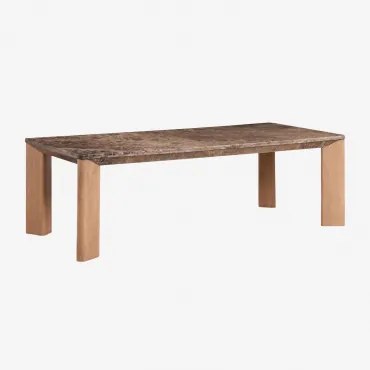 Rechthoekige Eettafel 240x110 Cm Van Mangohout En Marmer Garsea Bruin Emperador Marmer - Mangohout - Sklum