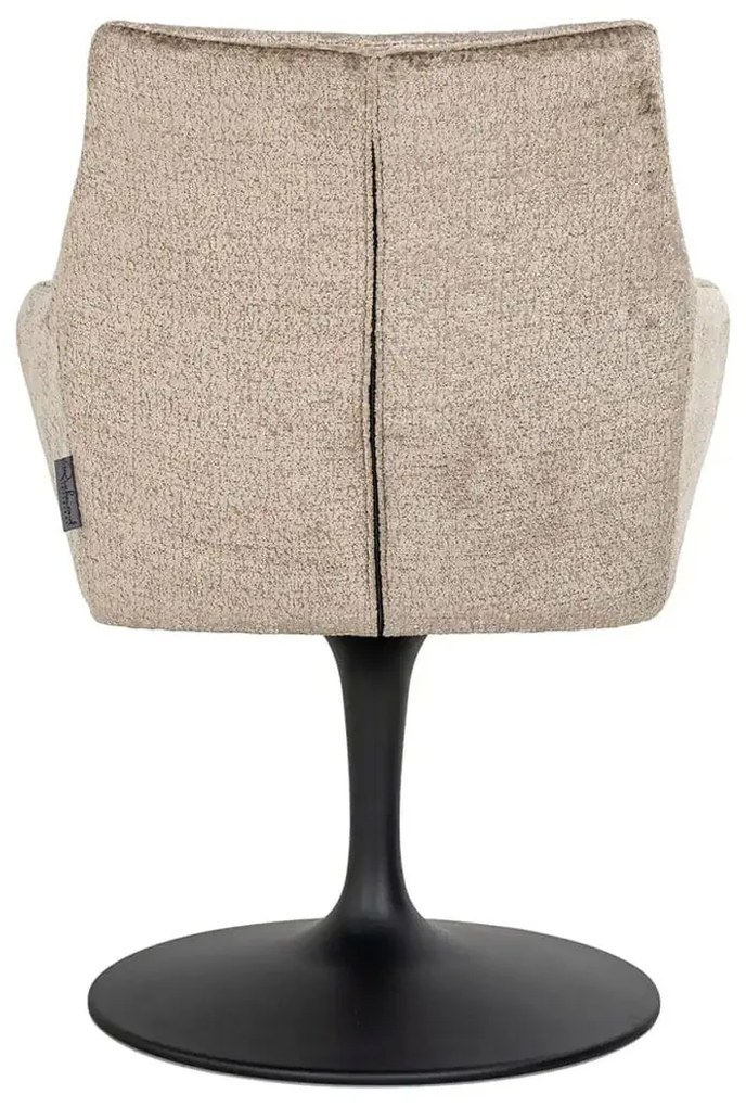 Richmond Interiors Marlon Eetkamerstoel Met Ronde Trompet Voet Taupe Chenille