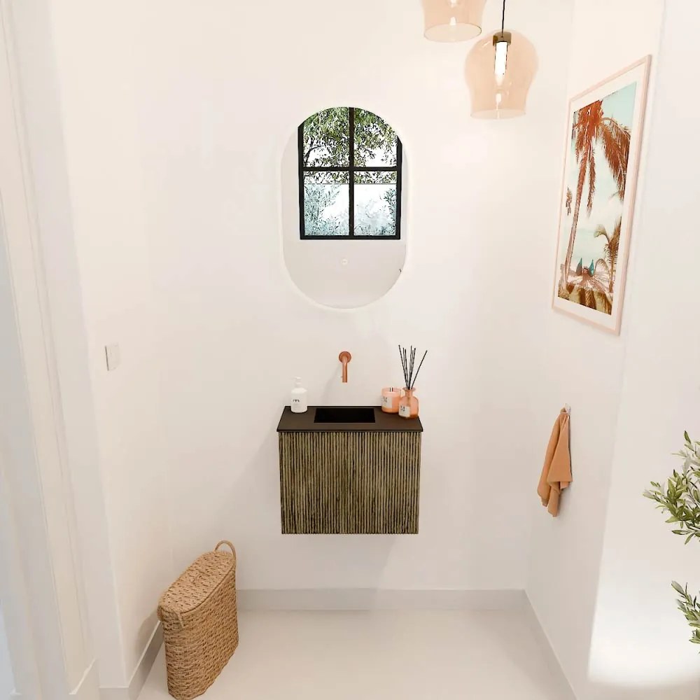 Mondiaz Joya 50cm toiletmeubel dusk met wastafel faye links zonder kraangat urban