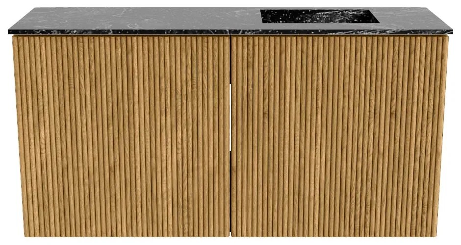 Mondiaz Joya DLux 80cm toiletmeubel oak met wastafel faye rechts zonder kraangat lava