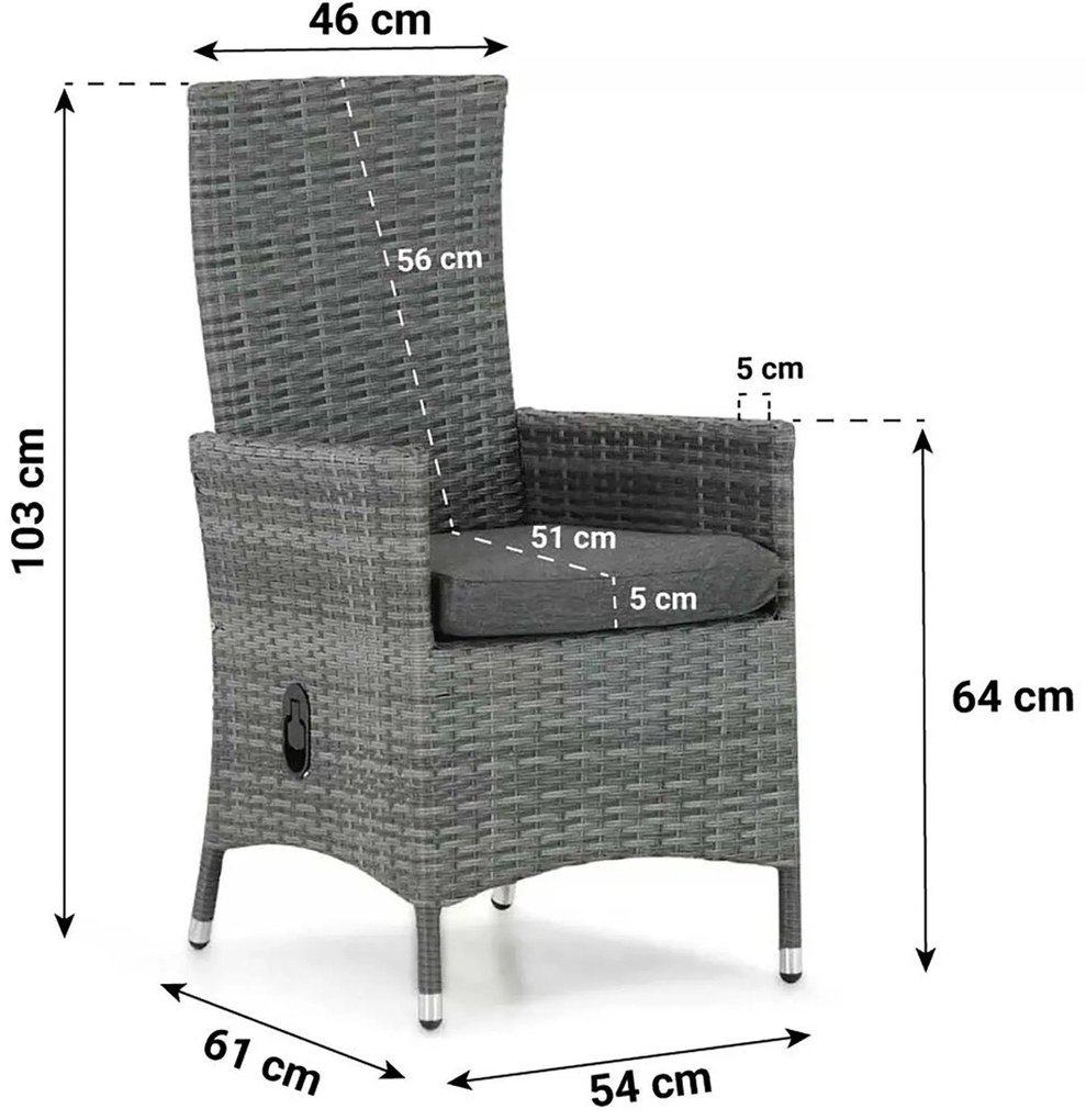 Verstelbare Tuinstoel Wicker Grijs-antraciet Domani Furniture Beluga