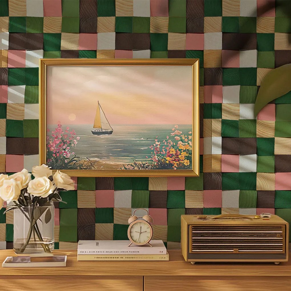 3D Houten Wandpaneel | Rich Pine | 30×30 cm | Wanddecoratie