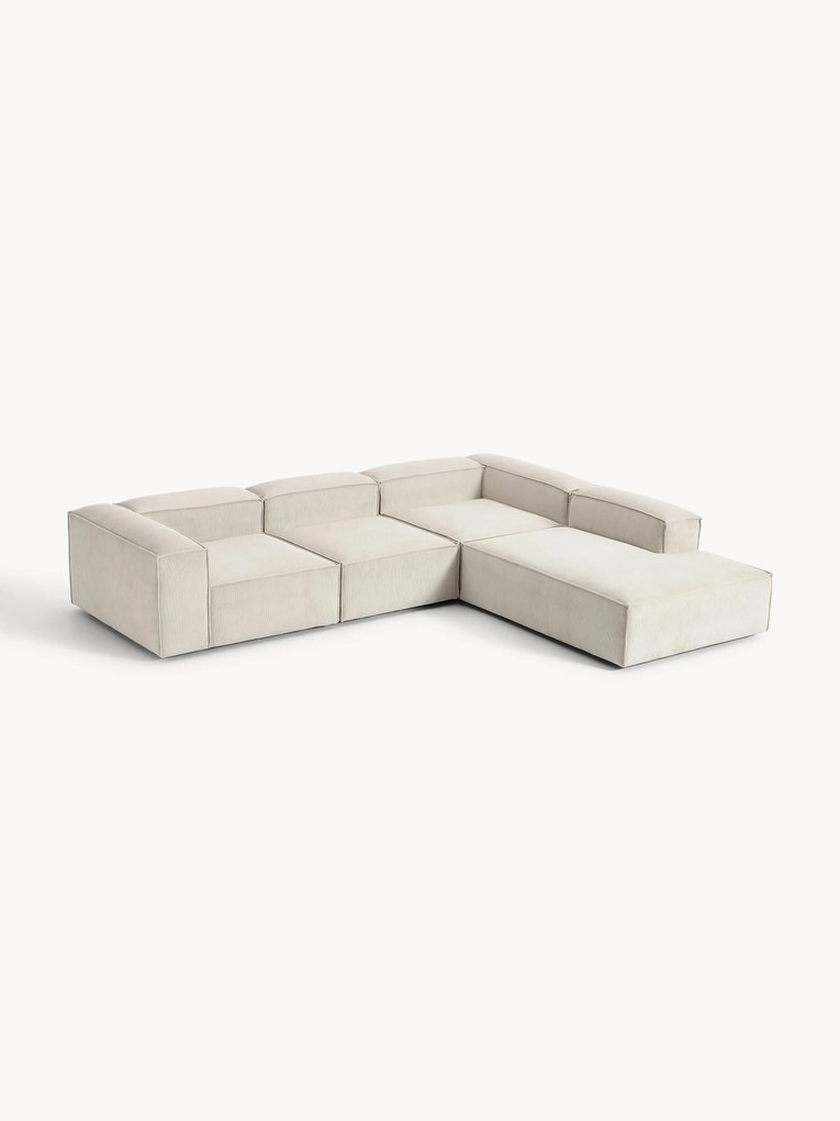 Modulaire ribfluwelen hoekbank Lennon (4-zits)