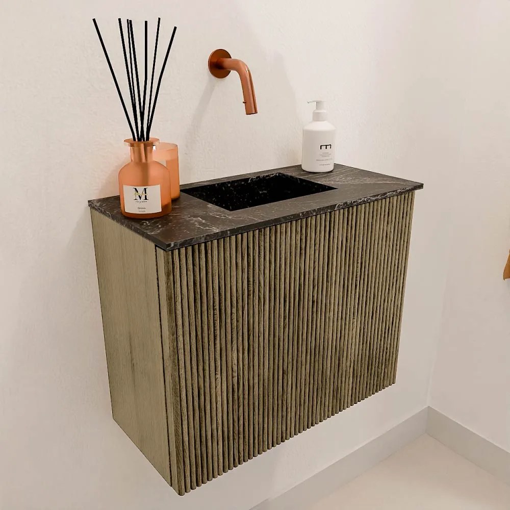Mondiaz Joya DLux 50cm toiletmeubel dusk met wastafel faye midden zonder kraangat lava