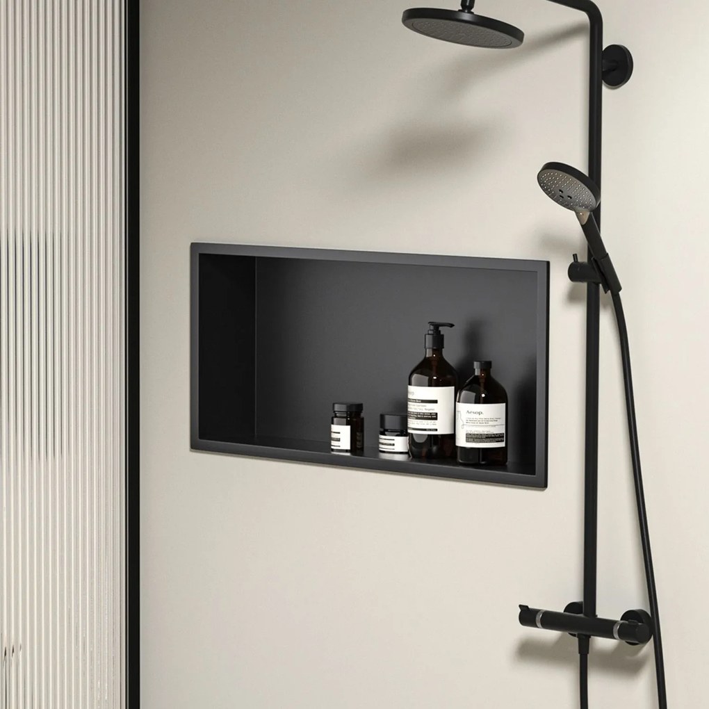 bathroom shelf 30x60 black matt