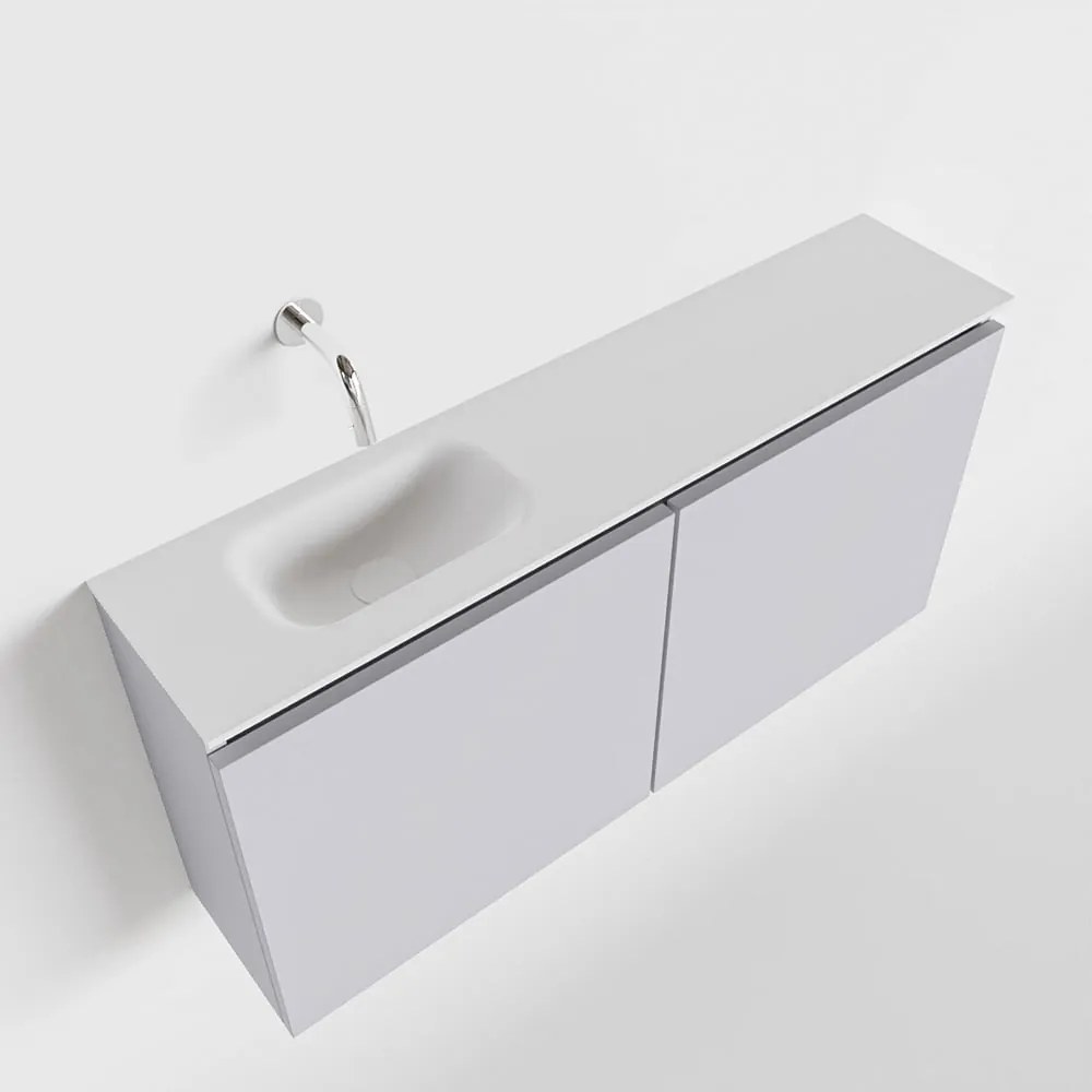 Mondiaz Ture 100cm toiletmeubel cale met wastafel talc links geen kraangat