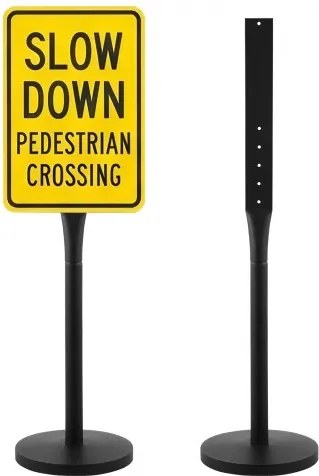 VEVOR Draagbare Bordenstandaard 123 cm hoog, Posterstandaard met gietijzeren voet, Windbestendig, Posterdisplay voor binnen- en buitenparkeerterreinen, Waarschuwings- en Informatieborden, Zwart