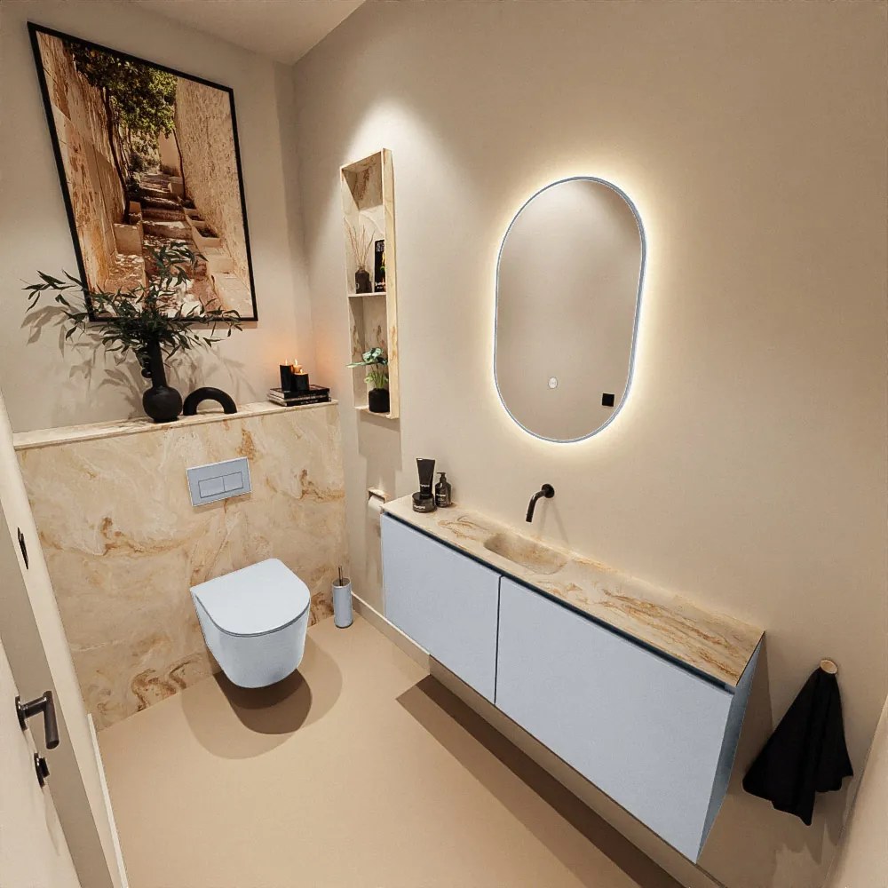 Mondiaz Ture DLux toiletmeubel 120cm clay met wastafel frappe midden zonder kraangat