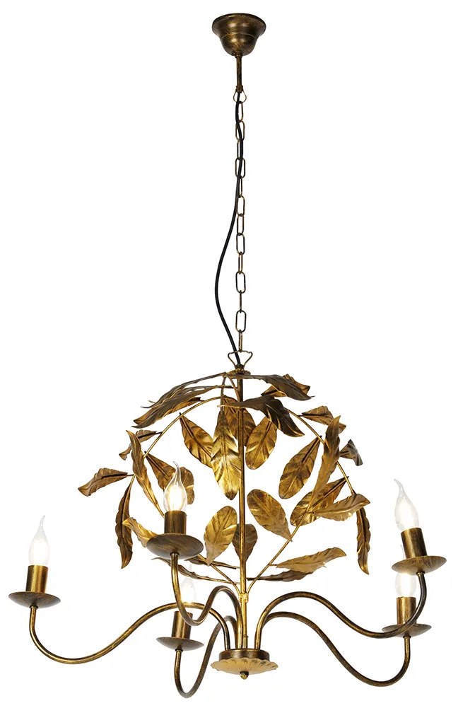 Vintage kroonluchter antiek goud 6-lichts - Linden Klassiek / Antiek E14 Binnenverlichting Lamp
