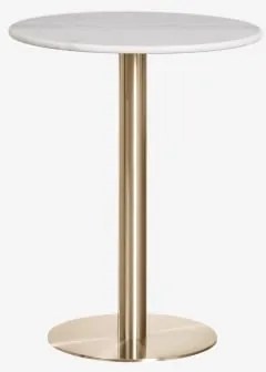 Ronde Bartafel Van Natuurlijk Steen Xiren Ø60 Cm & Wit Marmer Guangxi & Geborsteld Goud - Sklum