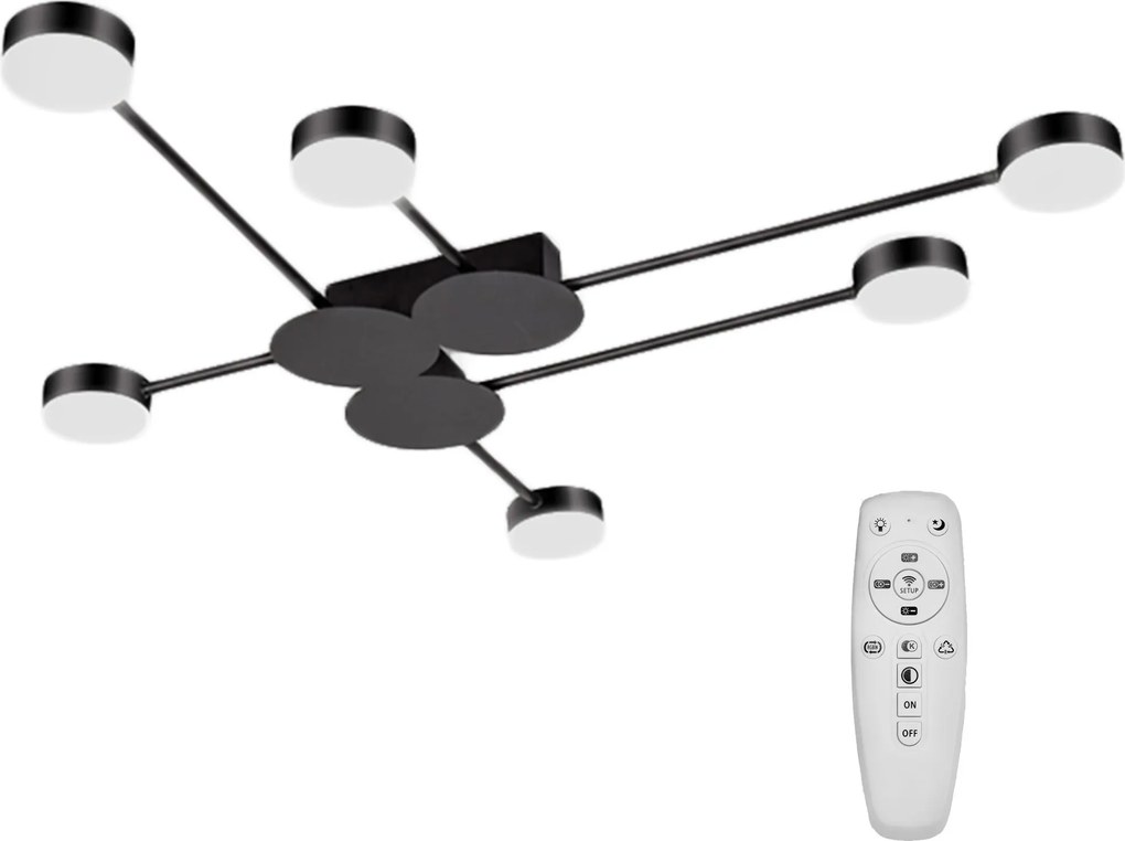 MODERNE PLAFONDLAMP ZWART 6 ARM LED APP521-6C