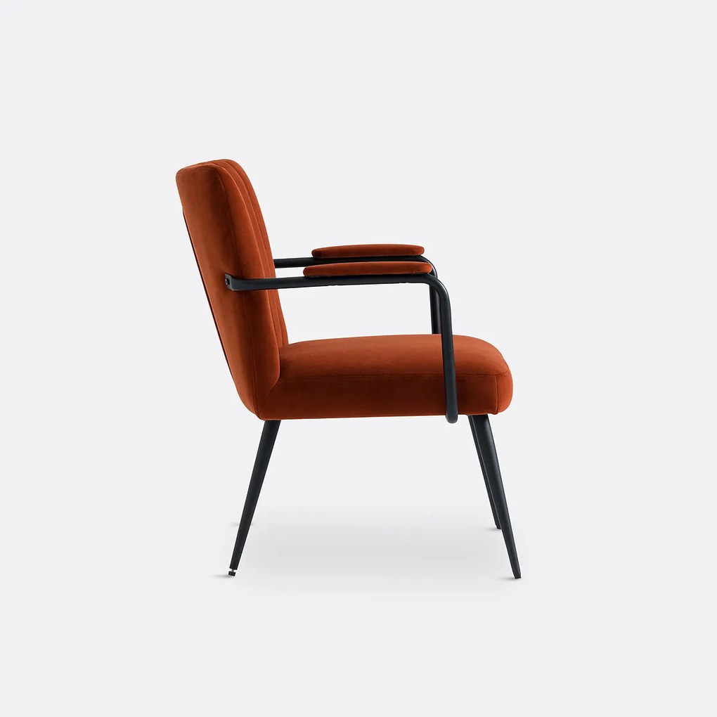 Vintage fauteuil in fluweel, met armleuningen, Ronda
