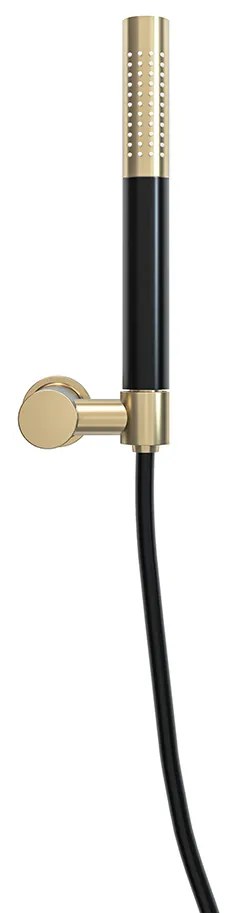 Mueller Gold staafhanddoucheset met wandhouder mat zwart met messing geborsteld