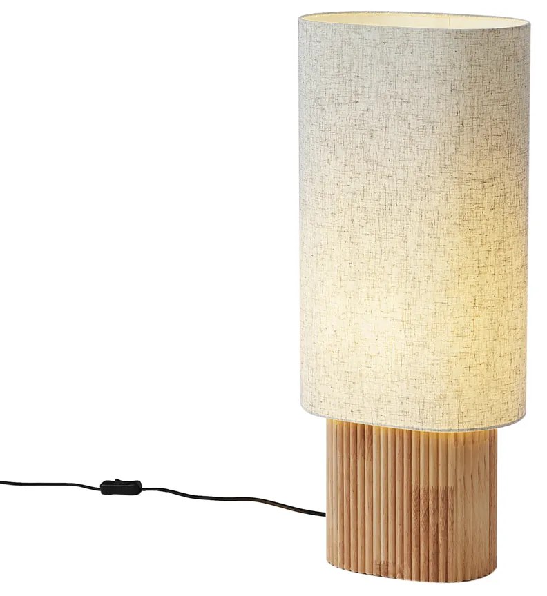 Japandi tafellamp hout met linnen kap 70cm - Lamel