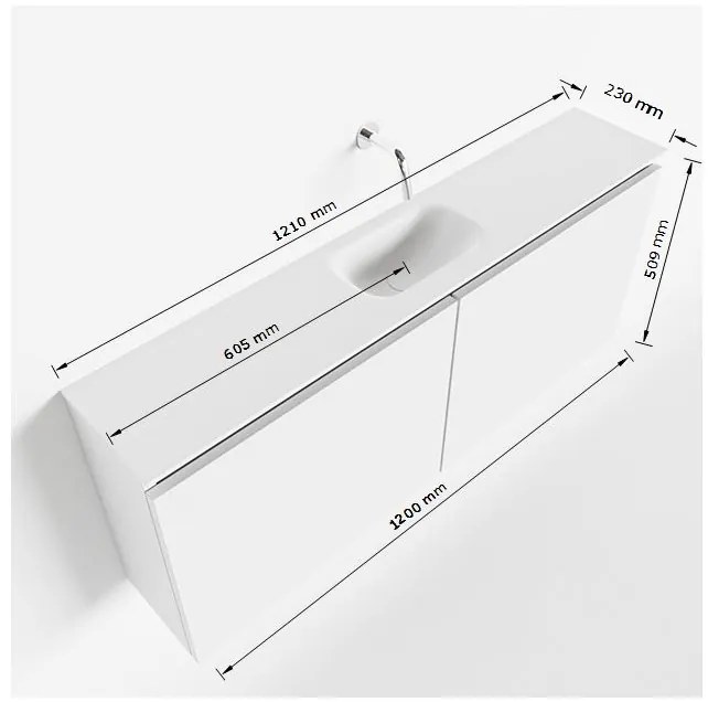 Mondiaz Ture 120cm toiletmeubel cale met wastafel urban midden 1 kraangat