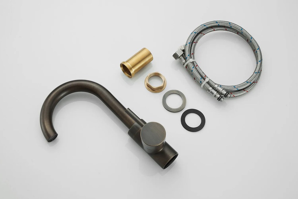Saniclear Antique Matrix wastafelkraan met hoge uitloop verouderd messing