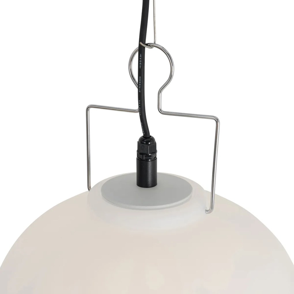 Buiten hanglamp wit 35 cm met stekker IP44 - Pion