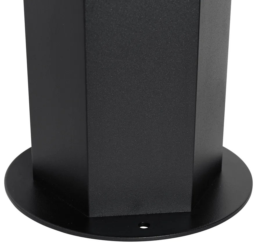 Staande buitenlamp zwart met smoke kap zeshoek 30 cm - Denmark