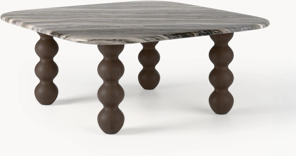 Marmeren salontafel Lyndi met eikenhouten poten