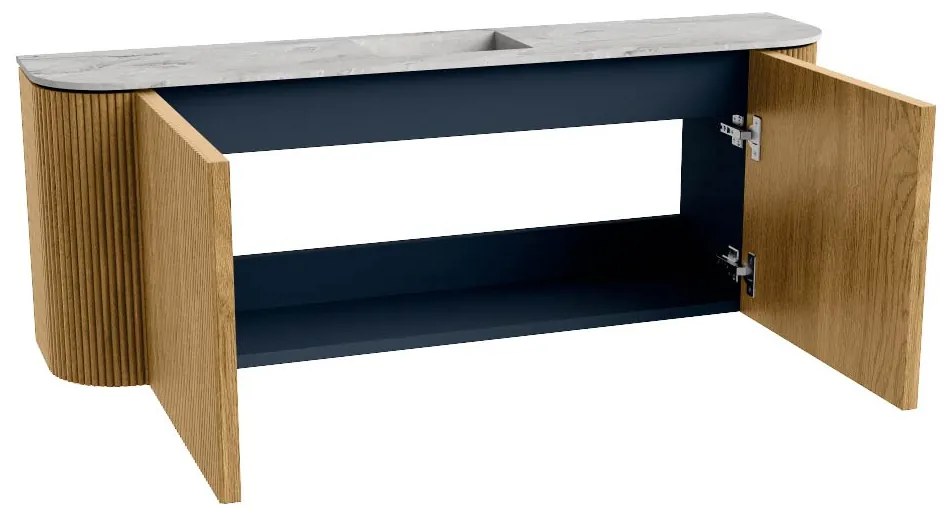 Mondiaz Joya DLux 115cm toiletmeubel ronding links/rechts oak met wastafel faye midden 1 kraangat glace