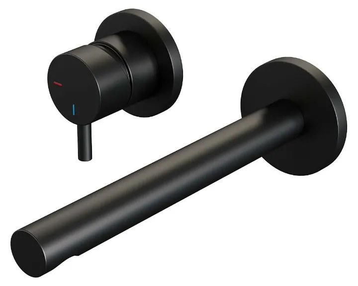 Brauer Black Edition ColdStart wastafelkraan inbouw rechte uitloop en rozetten model B2 zwart mat
