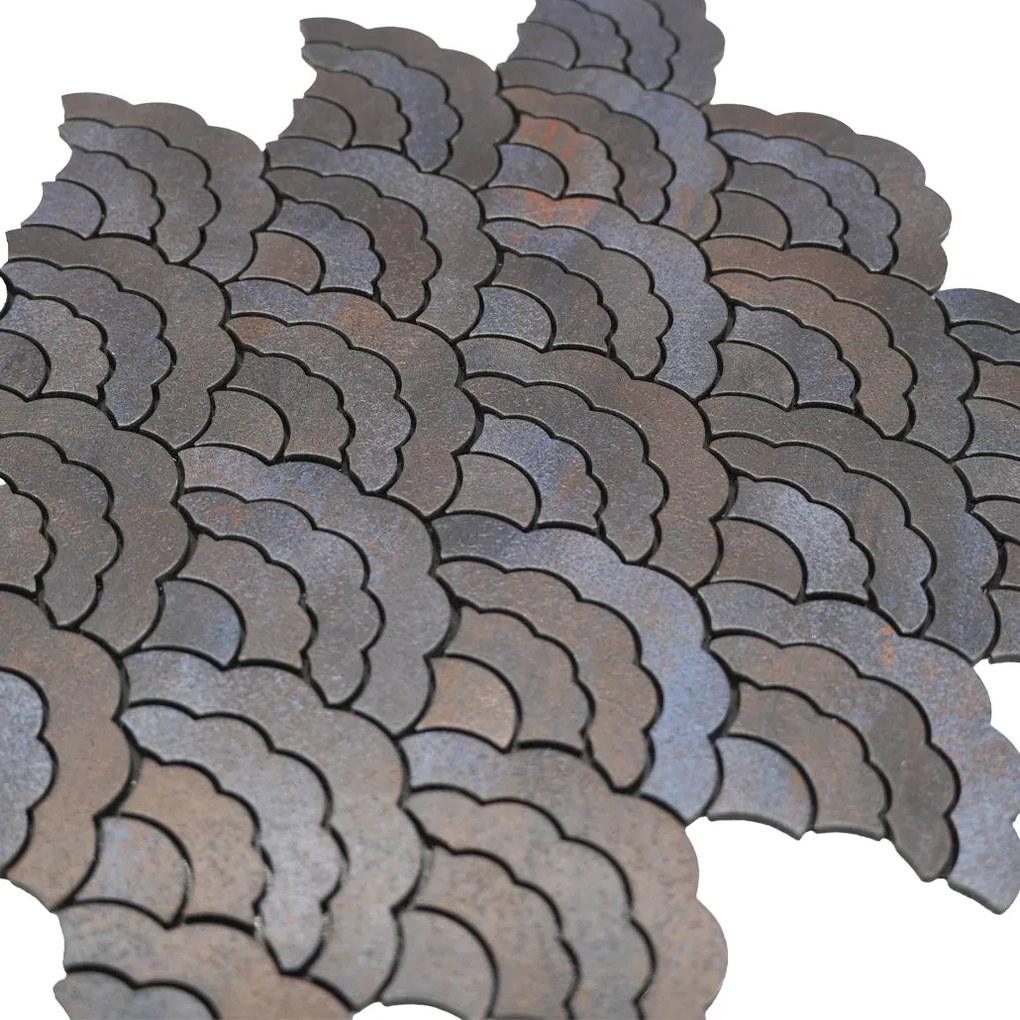 Zelfklevende Mozaïektegels Metaal | Waaier Antraciet | 26,8×28,1 cm | Keuken, Bad & WC