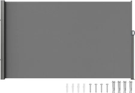 VEVOR Zijluifel 160 x 300 cm Zijwandluifel Gemaakt van 180 g/m² polyesterweefsel met PU-coating Luifel Uitschuifbare handgreep met veermechanisme Privacyscherm voor balkons Binnenplaatsen Grijs