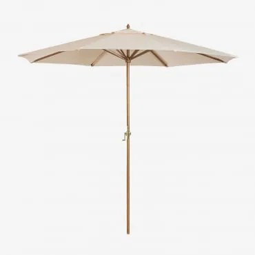 Parasol Ø290 Cm Van Stof En Hout Cretas Naakt Beige - Sklum