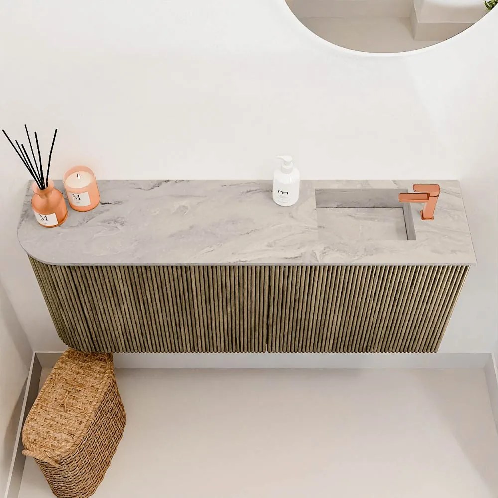 Mondiaz Joya DLux 100cm toiletmeubel ronding links dusk met wastafel faye rechts 1 kraangat glace