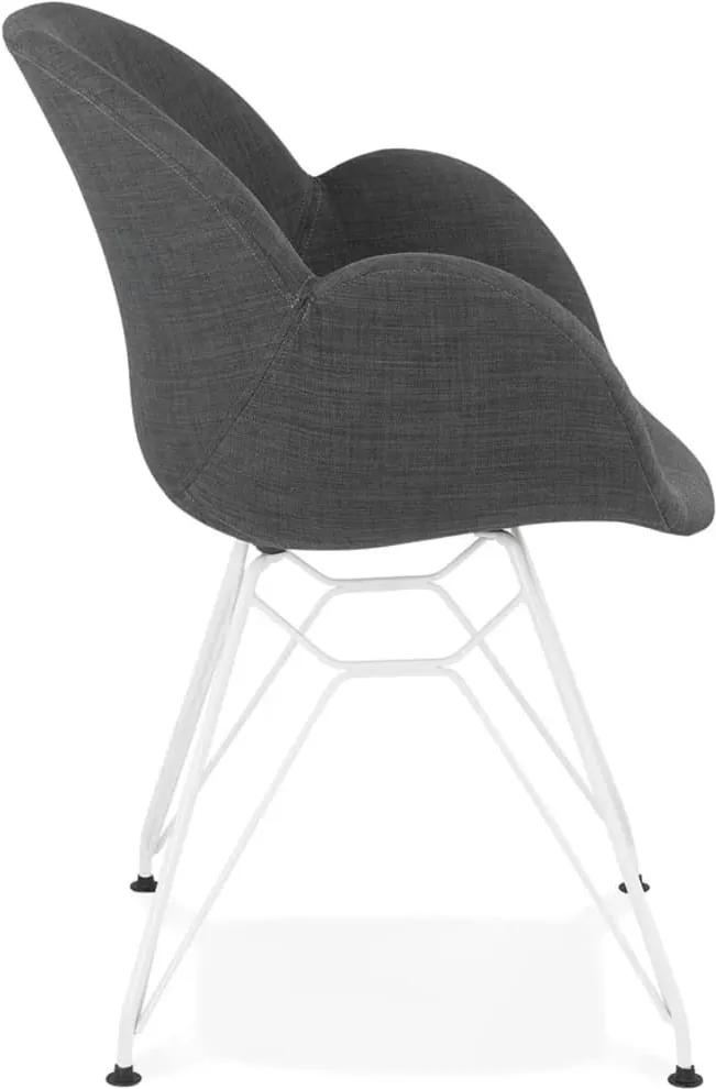 Moderne stoel 'ATOL' van donkergrijze stof met verchroomd metalen