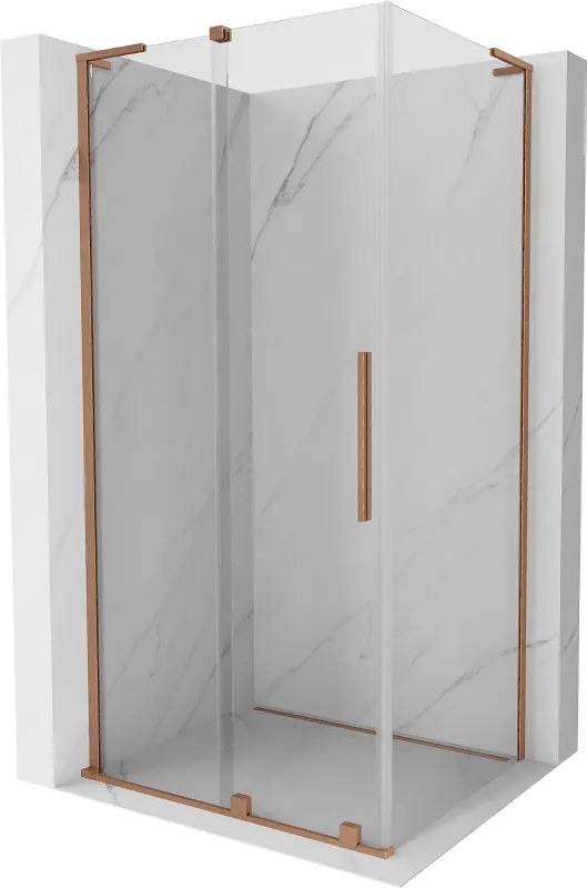 Mexen Velar L schuifdouchecabine 120 x 90 cm, transparant, geborsteld koper - 871-120-090-03-65