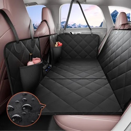 VEVOR Autostoelhoes voor honden, Hondendeken voor de achterbank, Autostoelhoes voor honden met harde onderkant, Hondendeken voor in de auto, 134,5 x 63 cm, 168 kg, incl. gaasvenster, Opbergtas voor auto, SUV, vrachtwagen
