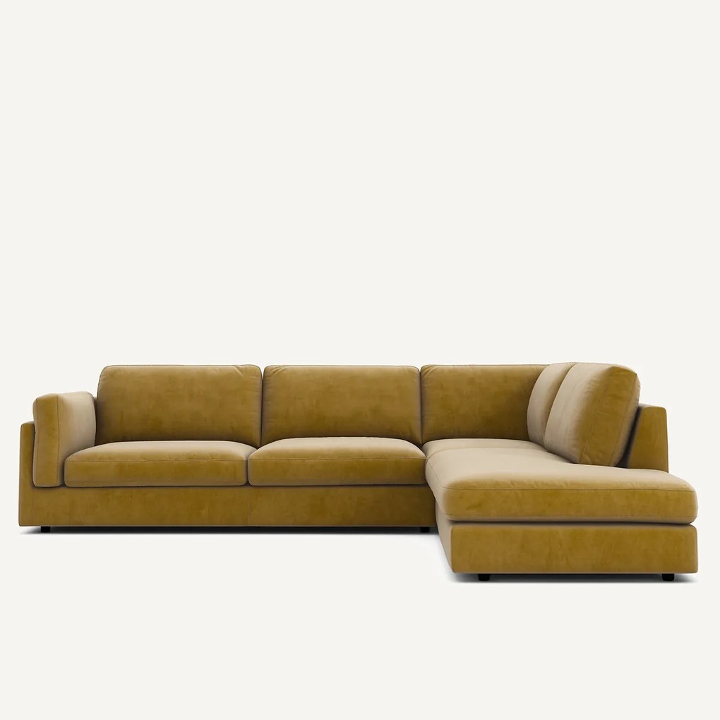 Omvormbare bank met hoek en longchair, fluweel, CÉSAR