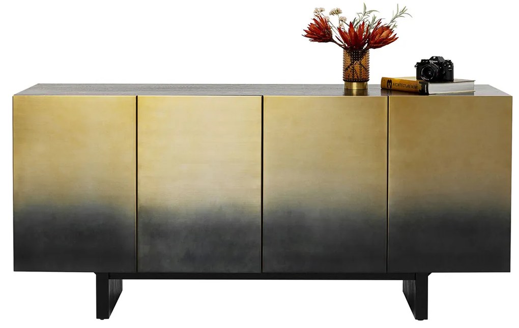 Dressoir Zwart Goud Staal - 160x45x78cm.